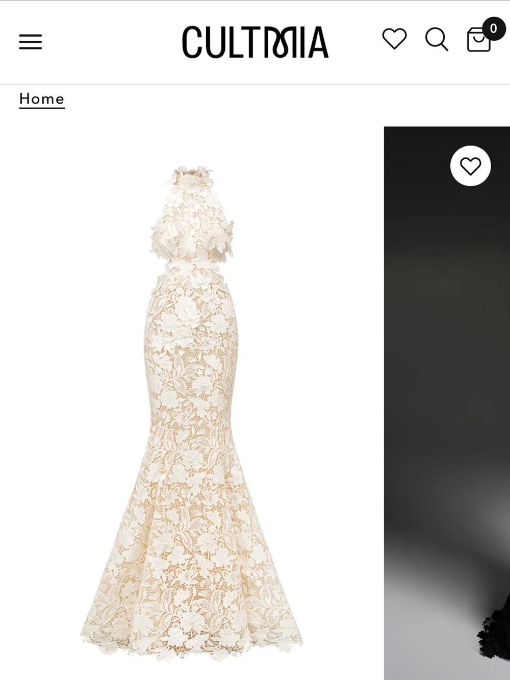 Ivory Floral Lace Halter Mermaid Prom Dress